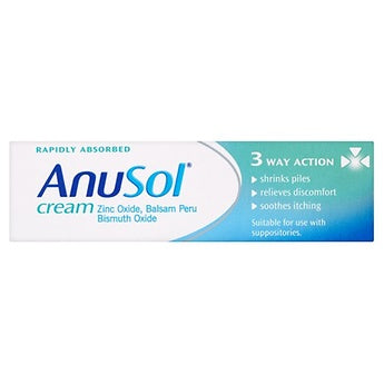 Anusol Cream 43g, soothing relief for haemorrhoids, itching, and anal discomfort. Triple-action formula shrinks piles, relieves irritation, and protects against bacterial growth. Available at Happy Pharmacy with trusted healthcare support.