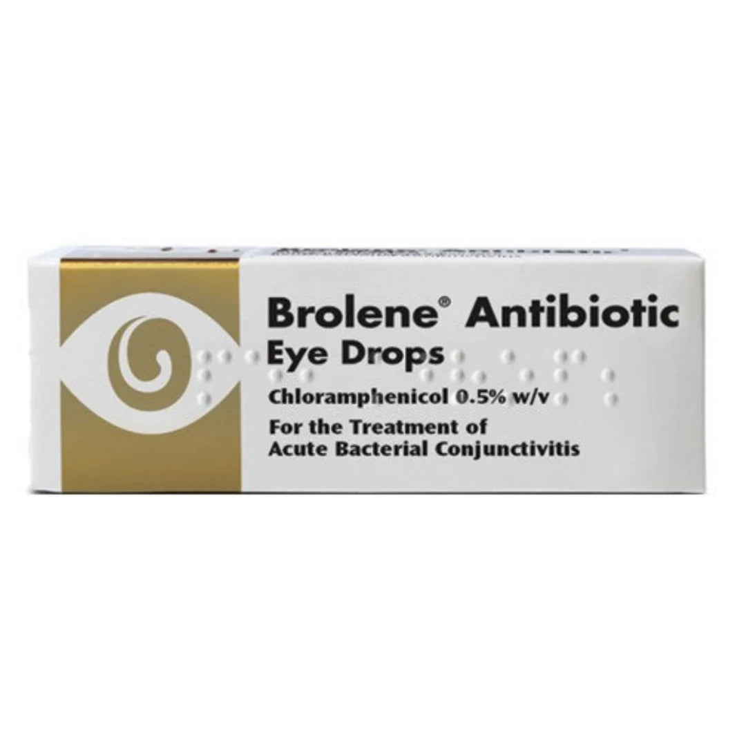 Brolene Eye Drops 10ml, an antibacterial treatment for minor eye infections like conjunctivitis and blepharitis. Available at Happy Pharmacy