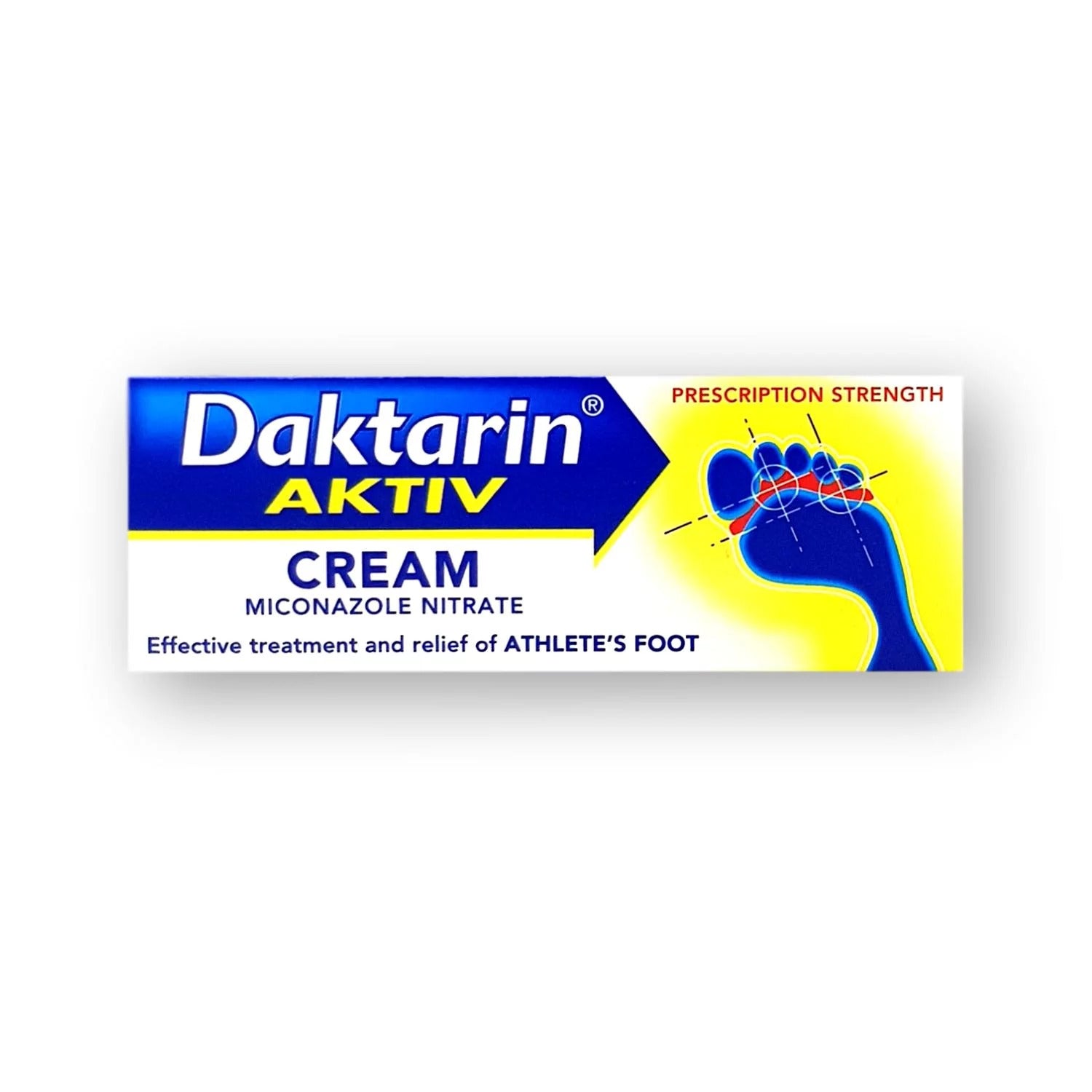 Daktarin Aktiv Cream, powerful antifungal treatment with miconazole nitrate for athlete’s foot and fungal skin infections. Helps soothe itching, redness, and irritation. Available at Happy Pharmacy with trusted healthcare support.