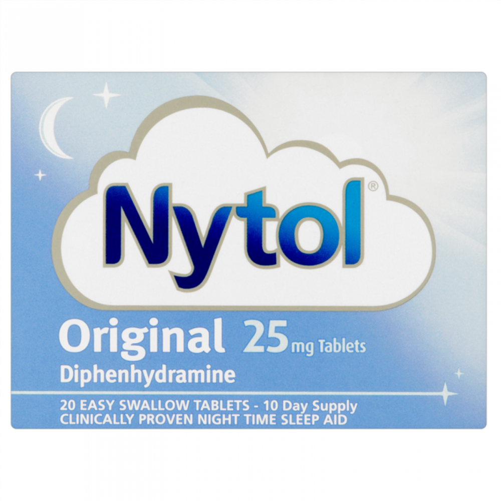 Nytol Original Tablets 25mg, clinically proven sleep aid for temporary relief of sleeplessness. Contains diphenhydramine to help you fall asleep faster and wake up refreshed. Available at Happy Pharmacy with trusted healthcare support.