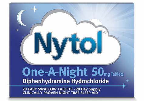 Nytol One-A-Night sleep aid, clinically proven to help relieve temporary sleeplessness with a single 50mg tablet. Available at Happy Pharmacy with trusted healthcare support.