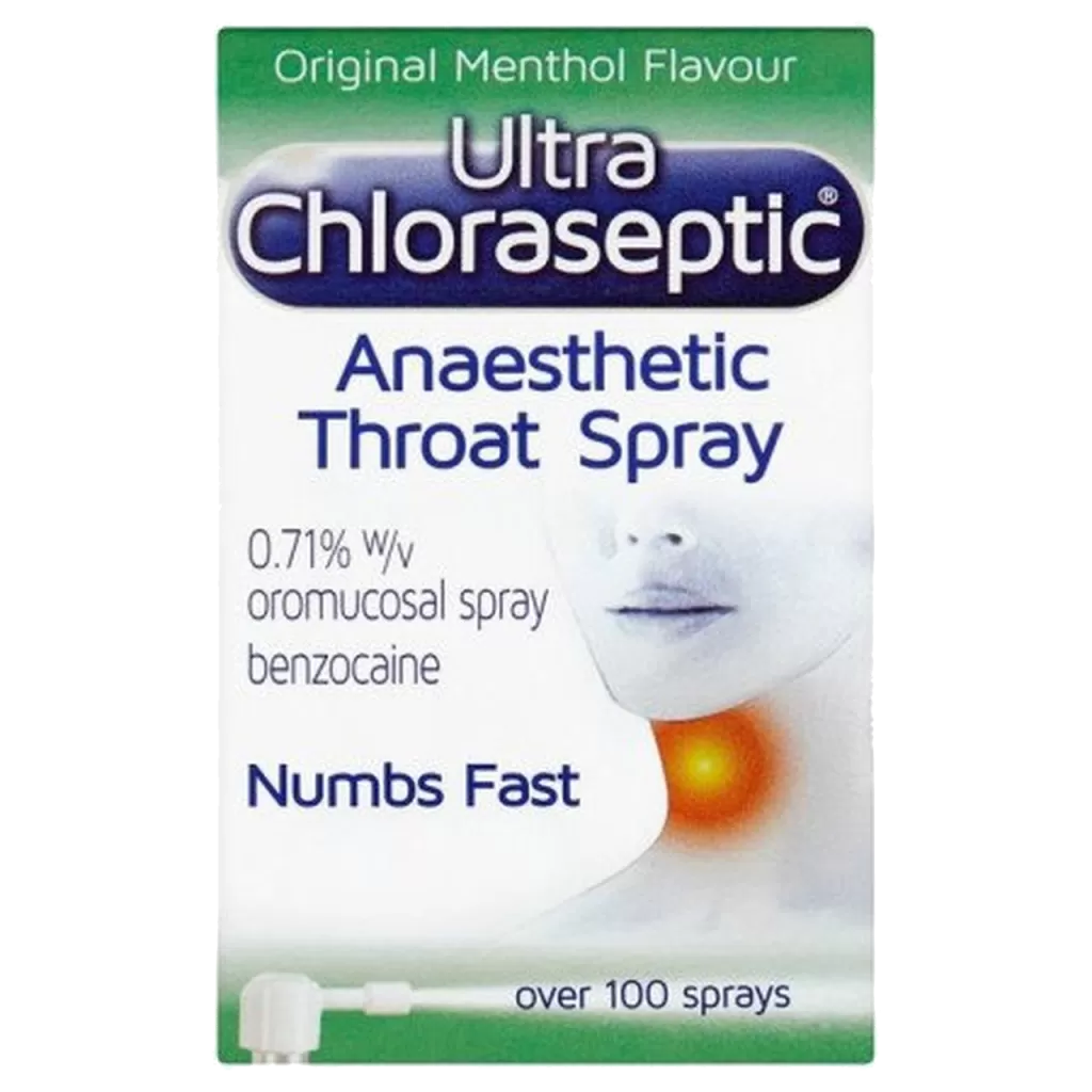 Ultra Chloraseptic Throat Spray Original, fast-acting numbing spray for sore throat relief. Contains benzocaine to target pain directly and soothe irritation. Available at Happy Pharmacy with trusted healthcare support.