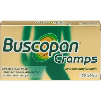 Buscopan Cramps, fast-acting relief for abdominal cramps and discomfort. Available at Happy Pharmacy with trusted healthcare support