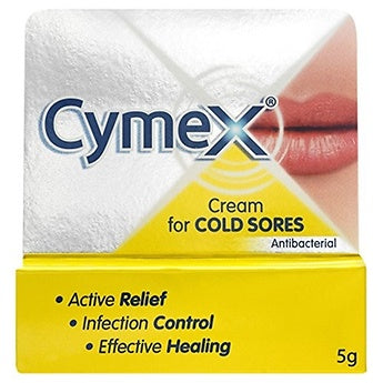 Cymex Cold Sore Cream 5g, triple-action formula for fast relief, infection control, and healing. Soothes painful cold sores and dry, cracked lips. Available at Happy Pharmacy with trusted healthcare support.