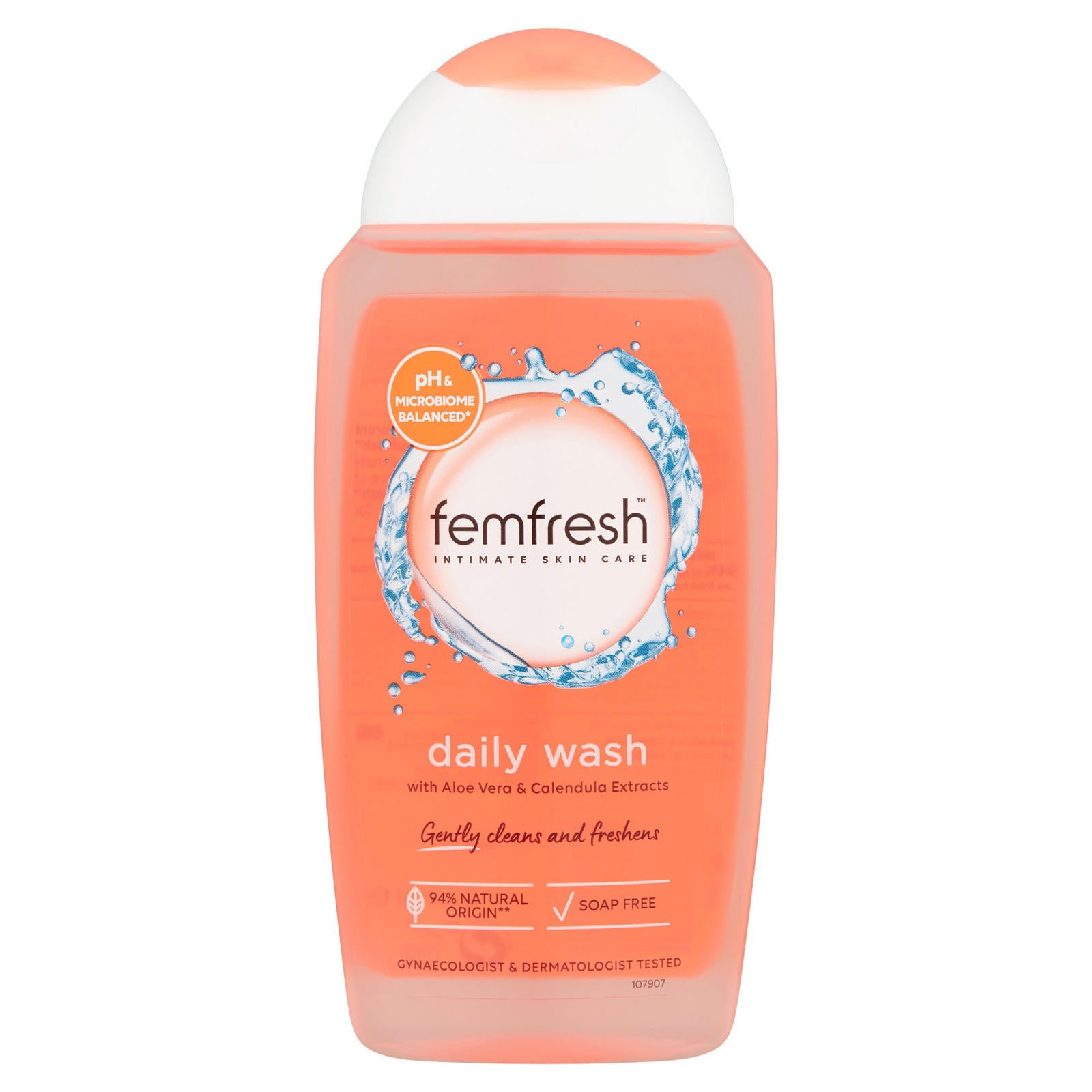 Femfresh Intimate Daily Wash, gentle pH-balanced formula with soothing aloe vera for everyday freshness. Dermatologically and gynecologically tested for safe, effective cleansing. Available at Happy Pharmacy with trusted healthcare support.