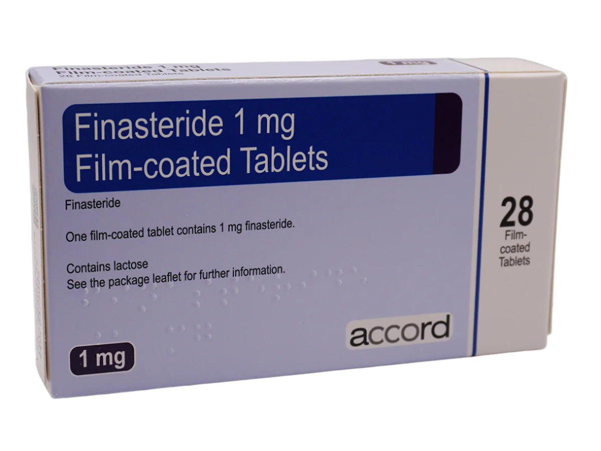 Finasteride tablets – prescription treatment for male pattern hair loss, available at Happy Pharmacy for trusted and discreet service